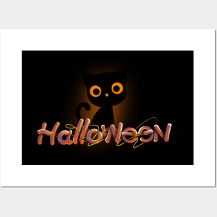 HALLOWEEN CAT Posters and Art